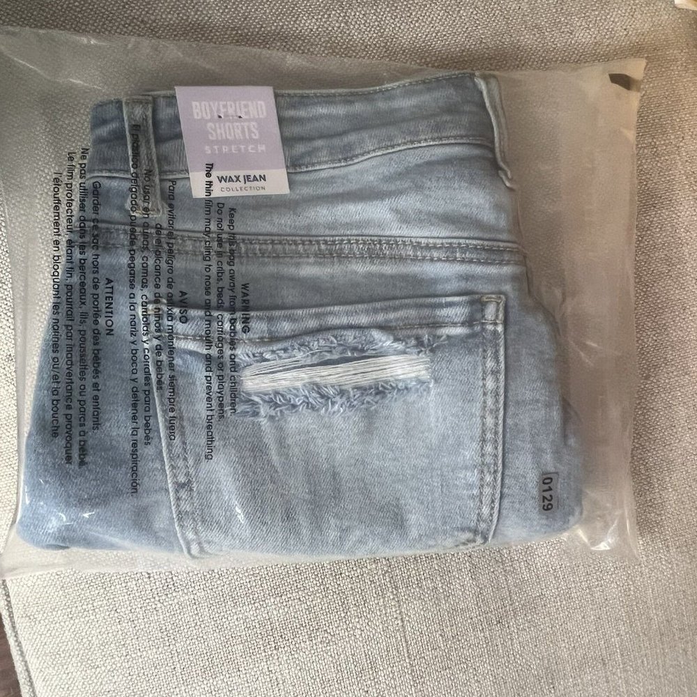 Wax Jeans Shorts Womens Médium Blue Denim Distressed Boyfriend Fit Casual Ladies - Picture 12 of 12